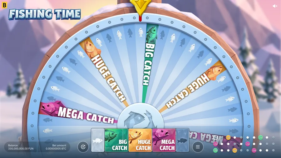 Fishing Time round history panel showing previous results
